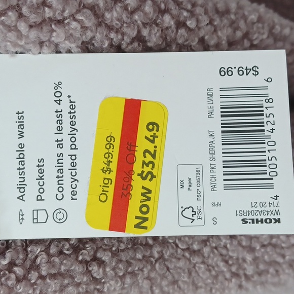 NWT Lavender Purple Cropped Fleece & Faux Fur Sherpa Big Pockets Zip-Up Jacket - Picture 12 of 13